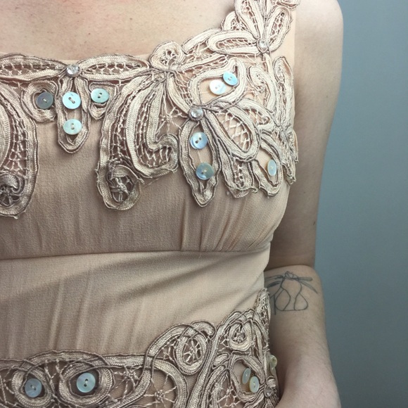 Sue Wong Pink Sequin Tassel Tiered Party Dress - Picture 7 of 8